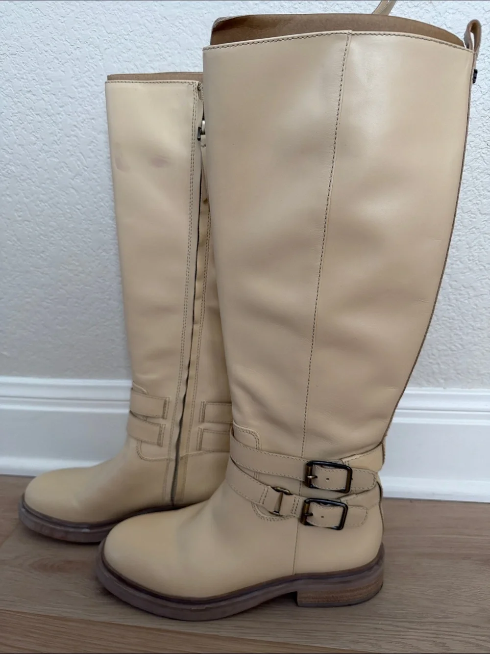 Sam Edelman Freda Boot.  Tall Cream Riding Boots.